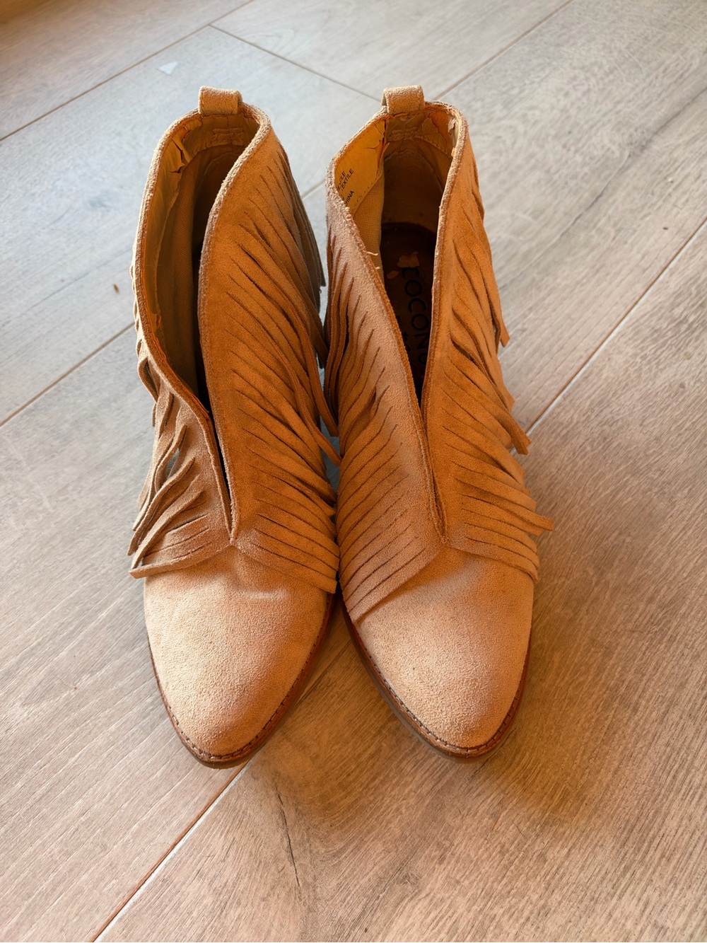 Coconuts by Matisse Fringe Suede Ankle Booties - Tan
